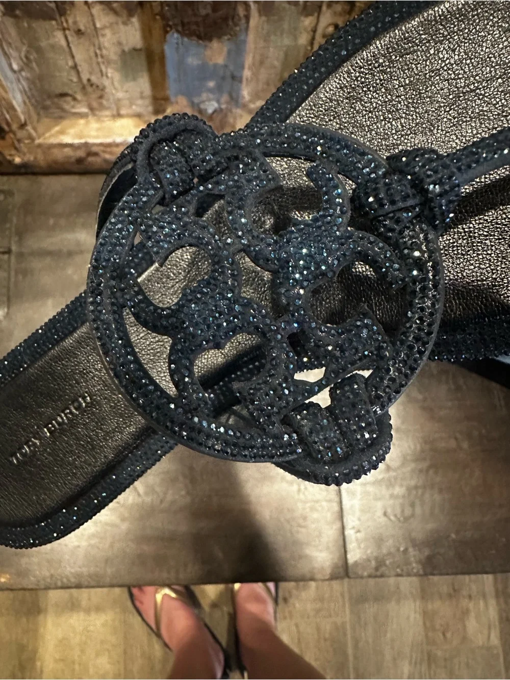 Tory Burch Perfect Navy Knotted Crystal Miller  NIB NWT Sz 11
